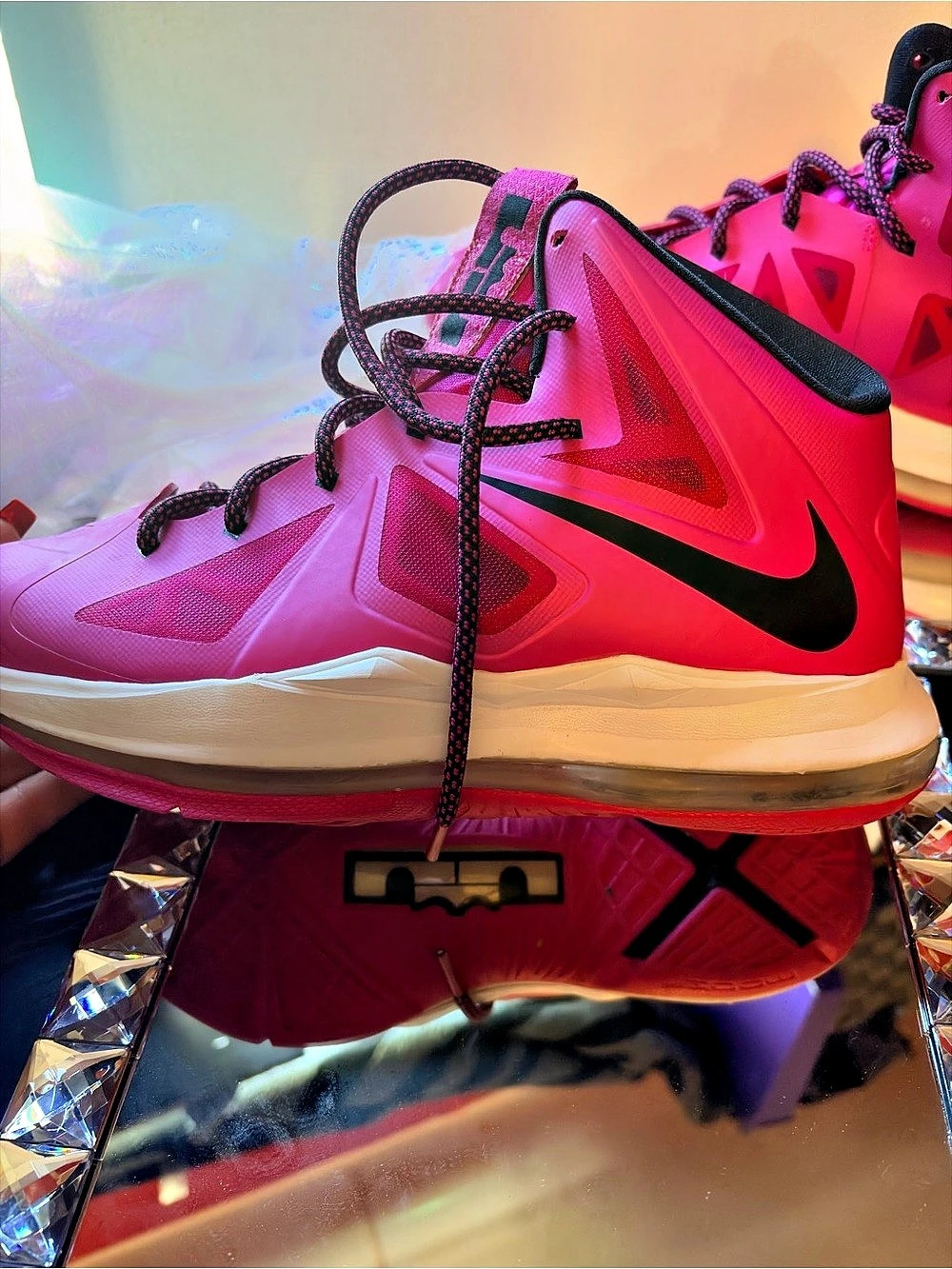 Nike LeBron 10 GS 'Fireberry' Pink & Black Athletic Shoes